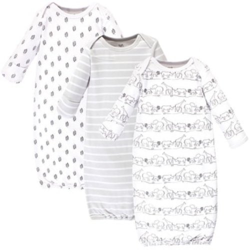 Touched by Nature Baby Organic Cotton Long-Sleeve Gowns 3pk, Safari, 0-6 Months - Safari