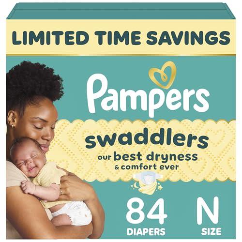 Pampers Swaddlers Diapers, Size 0 (up to 10 lbs), 84 Count, Absorbent, Keeps Baby Dry and Comfortable, Skin Safe Disposable Baby Diaper (Packaging May Vary)