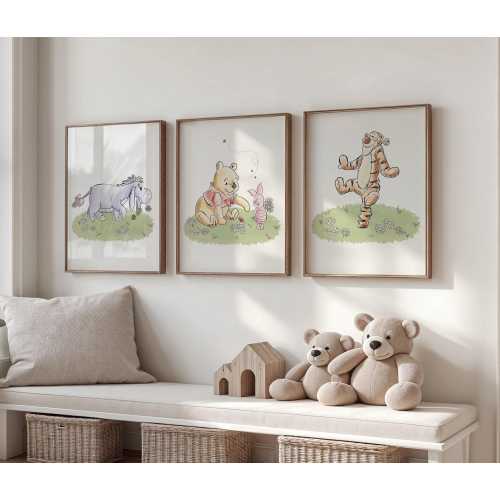 Winnie the Pooh Nursery Prints: Watercolor Eeyore, Piglet, Tigger (Digital Download Set of 3