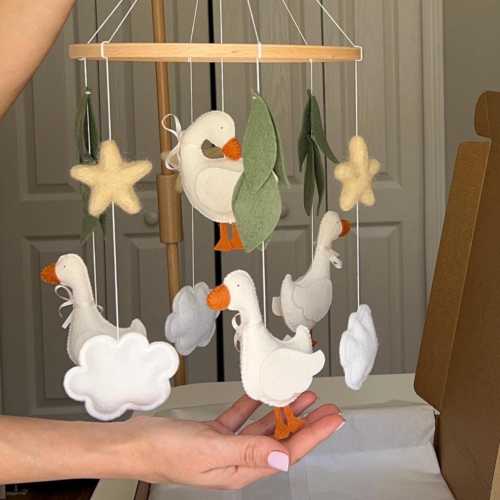 Mother Goose Baby Mobile Nursery Realistic Goose Mobile Crib Silly Goose Theme Nursery Decor Vintage Baby Girl Mobile Duck Mobile Baby Gift