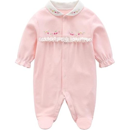 Babymine Baby One Piece Romper Soft Cotton Sleepwear Footed Jumpsuit for 0-12 Month Infant