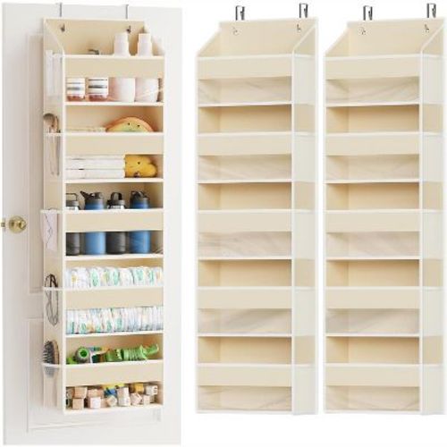 SpaceAid Over the Door Organizer – 5 Pocket Hanging Storage with Mesh Sides and Clear Windows-2 Pack