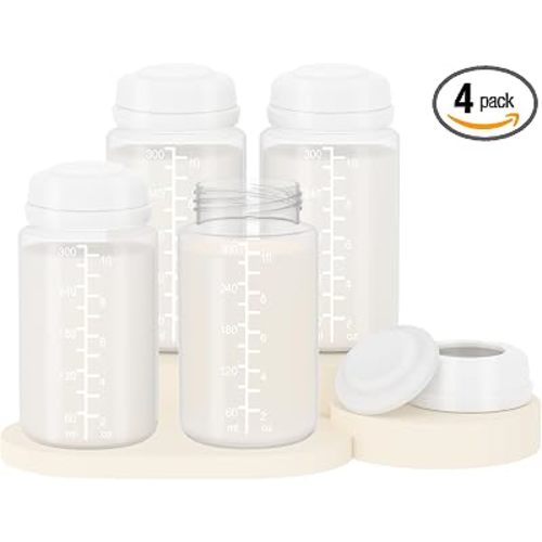 4PC 10oz/300ml Breast Milk Storage Bottles Compatible with Momcozy 22oz Cooler, Pumping Bottles Fit for SpectraS1 S2 9 Plus, Motif Luna, and Most Wide-Mouth Flange