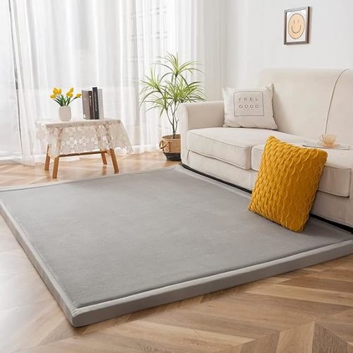 MAXYOYO Baby Play Mat, 1.2" Thick Memory Foam Soft Padded Carpet with Non-Slip Backing, 5x7 ft Japanese Tatami Rug Living Room for Kids, Toddler, Children, Nusery(Navy)