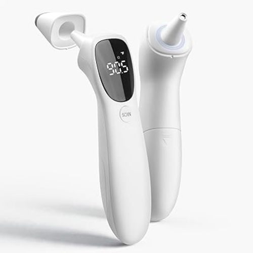 huangirl Touchless Thermometer, Digital Forehead Thermometer for Adults with Fever Alarm, Large LED Digits, 3-in-1 Non Contact Infrared Ear, Forehead & Touchless Thermometers