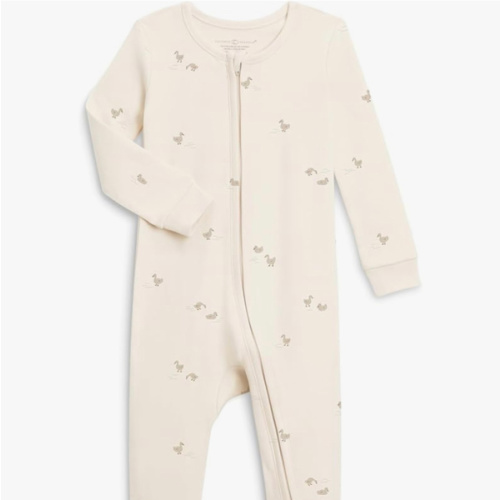 3-6 Colored Organics Baby Zip-Up Footed Sleeper with 2-Way Zipper - Organic Cotton Pajamas