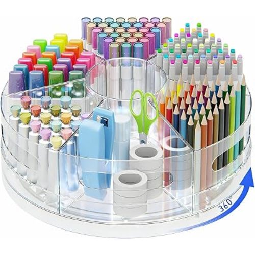 CraftGenes Clear Rotating Organizer, Acrylic Pen Holder, Marker Organizer