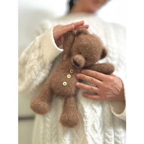 Hand-knitted Brown Teddy Bear 11,0" Newborn Photography Prop, Artist Teddy Bear, Collectible Toy, Alpaca Wool Toy, Best Gift