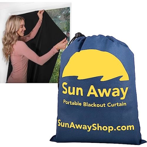 Sun Away Blackout Blinds for Window - Portable Blackout Curtains 66 x 51 Blackout Shades - Temporary Curtains - Great for Nurseries Bedrooms Apartments Hotels Vehicles Travel & More (1 Pack)