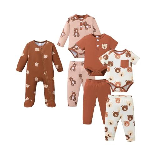 Jecson Baby Boy Outfits Baby Boy Clothes Soft Stretch Newborn Outfit 0M-12M | Soft stretchy fabric with breathable comfort, moisture-wicking feel, fade-resistant and shrink-resistant for daily baby wear