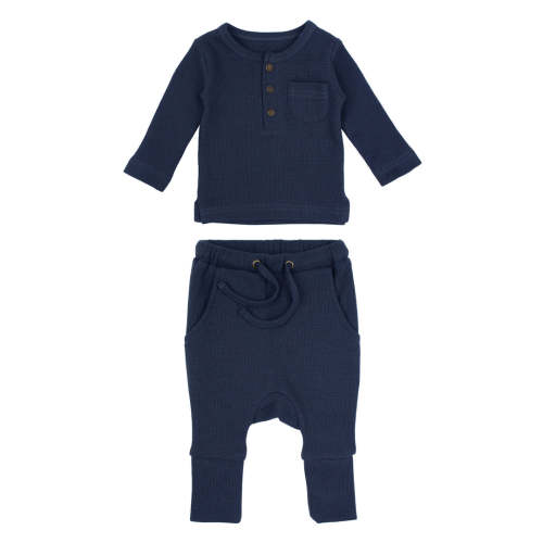 3-6MO Organic Thermal Henley & Jogger Set in Midnight – L'ovedbaby
