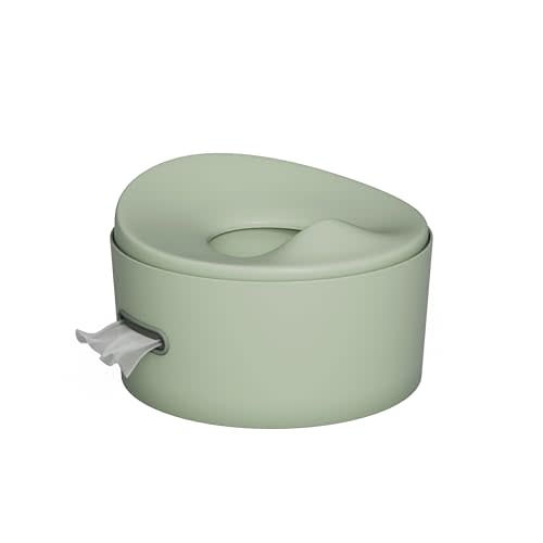 Lalo 3-in-1 Potty - Toddler Floor Potty, Toilet Trainer Seat & Step Stool with Removable Bowl, Soft-Open Hinged Lid, Built-in Wipes Dispenser, and Non-Slip Base - Easy to Clean - Sage