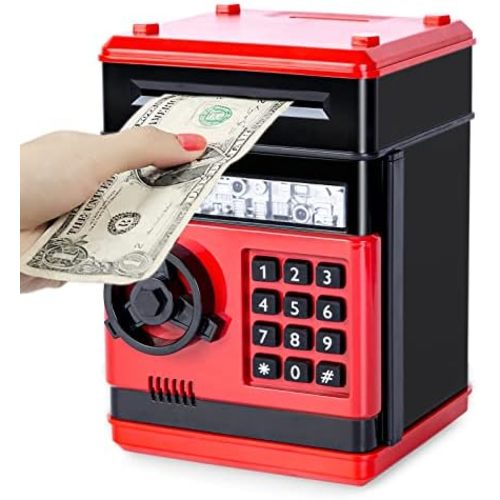Refasy Piggy Bank Cash Coin Can ATM Bank Electronic Coin Money Bank for Kids Age 3-12, Money Savings Box Mini ATM Coin Bank Toys Gifts for 3 4 5 6 7 8 9 10 11 12 Year Old Boys Girls