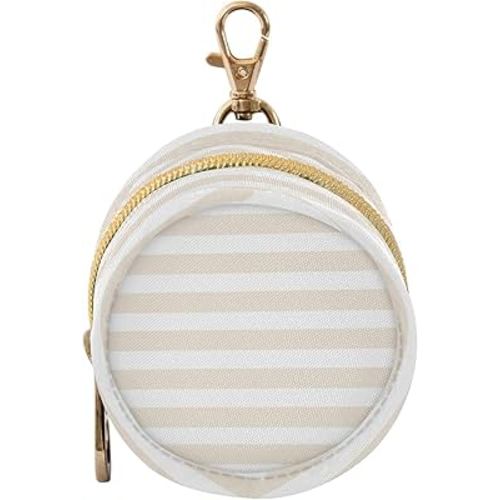 Beige Stripes Print Pacifier Holder Case with Clip Portable Pacifier Storage Bags for Newborn & Infant Essentials