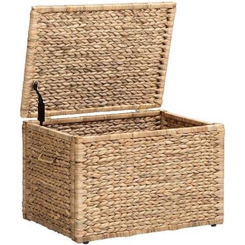 eHemco Heavy-duty Water Hyacinth Wicker Storage Trunk with Metal Frame, 23.3 Inches, Natural