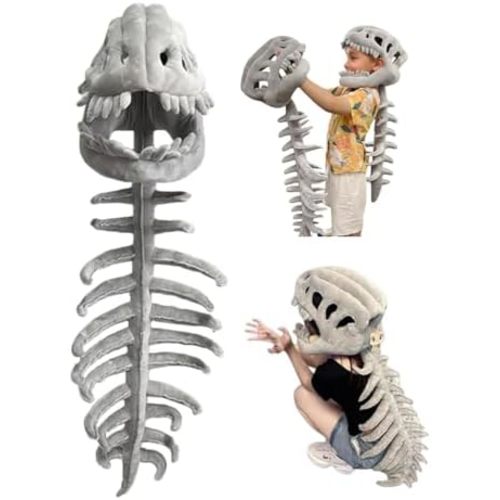 Dinosaur Skeleton Costume SetSpinosaurus-Style Dino Outfit – 3D Skull Headpiece & Spine for Dress-Up, Parties & Photos