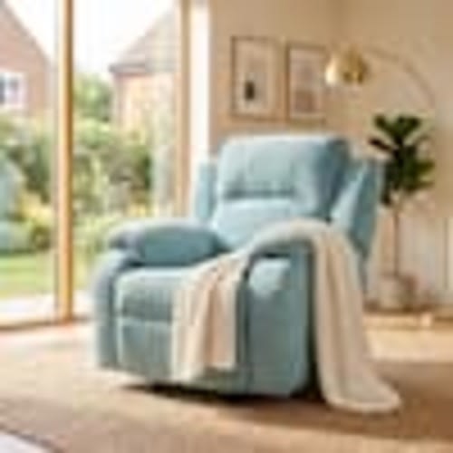 CHRISTOPHER KNIGHT HOME Modern Teal Chenille Upholstered Manual Recliner Chair with Adjustable Backrest 213188