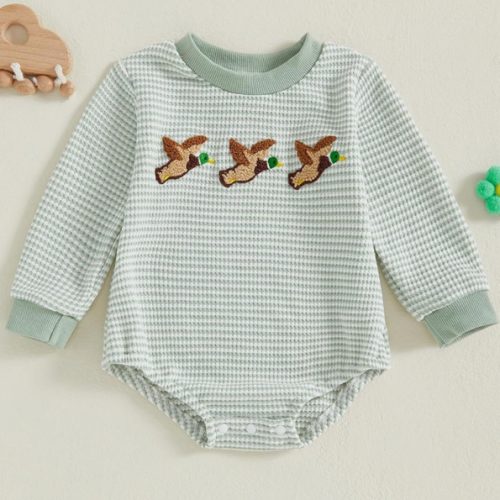 VISGOGO Unisex Baby Boy Girl Romper Waffle Newborn Infant Onesie Clothes Long Sleeve Bubble Oversized Romper Bodysuit Top