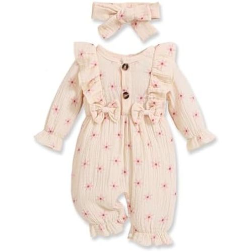 Newborn Baby Girl Clothes Infant One-Piece Romper+Jumpsuit+Bodysuit+Headband Fall Winter Outfits New Born Set