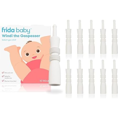 Frida Baby Windi Gas Passer, Baby Gas Relief, Made in USA, 100% Natural, Safe & Effective Instant Relief for Babies & Infants, 10ct