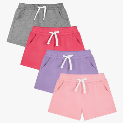Resinta 4 Pack Baby and Toddler Girls' Cotton Shorts Knit Shorts Solid Bike Short with Pocket and Drawstring