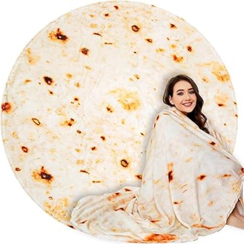 Lhedon Tortilla Blanket Adult Size 80 Inches, Blankets Queen Size Birthday Gifts for Women Men, Taco Food Blanket for Pet, Flannel Blanket Funny Gifts for Bed, Couch, Travel