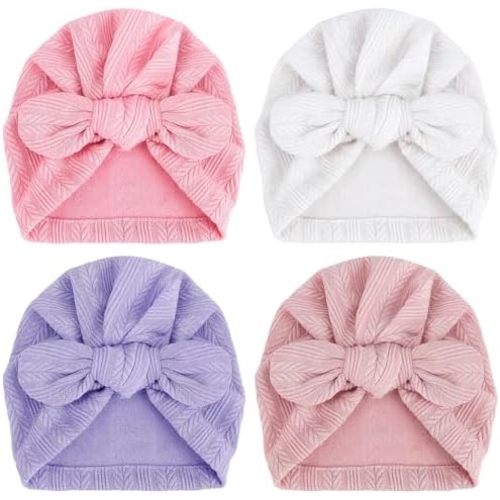 DRESHOW BQUBO Newborn Baby Bow Knot Turban Hat Hospital Hat Baby Infant Beanie Hats for Boys Girls 0-12 Months
