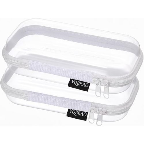 YQBRAO Clear Hard Shell Organizer Set, 2-Pack, White