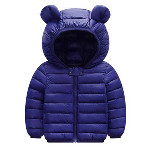PatPat Baby Coat Toddler Boys Girls Winter Jackets Stylish 3D Ear Print Outerwear Solid Hooded Coats, Dark Blue, 6-9 Months