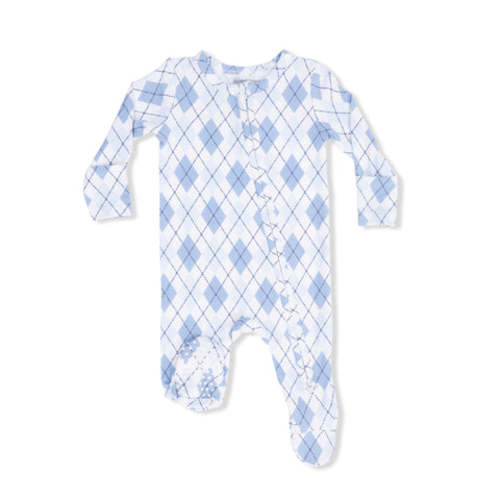 Blue Argyle - 2 Way Zipper Footie