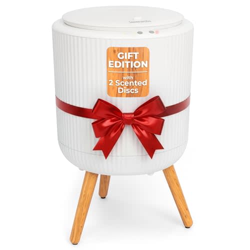 SereneLife Freestanding Towel Warmer Bucket – 18" Hot Towel Warmer with Legs for Bathroom & Spa, 12L Capacity, Built-In Timer, Aroma Discs & LED Indicator, Fits One Towel or Robe, Gray