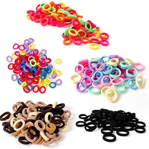 400PCS Baby Toddler Hair Ties, Elastic Hair Rubber Bands for Girls, 17 Colors Candy Cotton Toddler Hair Accessories, Small Soft Seamless Ponytail Holders for Kids TIZZ