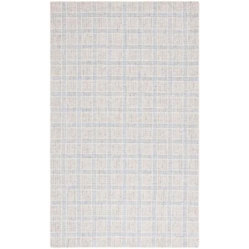 Ebony Plaid EBN119 Hand Tufted Indoor Area Rug - Silver/Ivory - 4'x6' - Safavieh: Wool, Rectangle, Low Pile