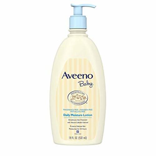 Aveeno Baby Daily Moisture Lotion with Natural Colloidal Oatmeal & Dimethicone, Fragrance-Free, 18 fl. Oz
