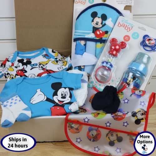 Disney Mickey Mouse Baby Boy Gift Box, Newborn Infant Essentials