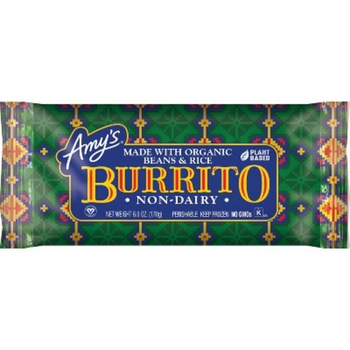 Amy's Vegan Non-Dairy Organic Bean & Rice Frozen Burrito - 6oz