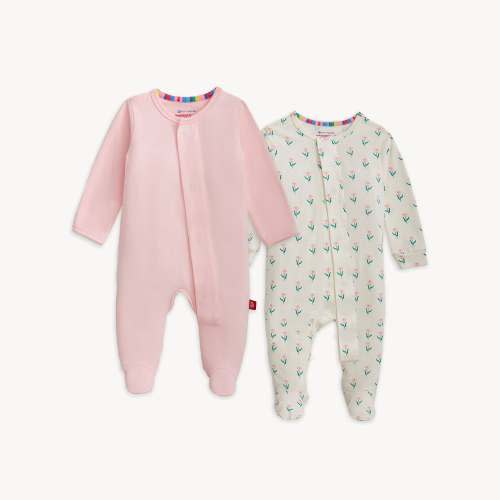 Magnetic 2-Pack Footie | NB | Soft Petal Pink