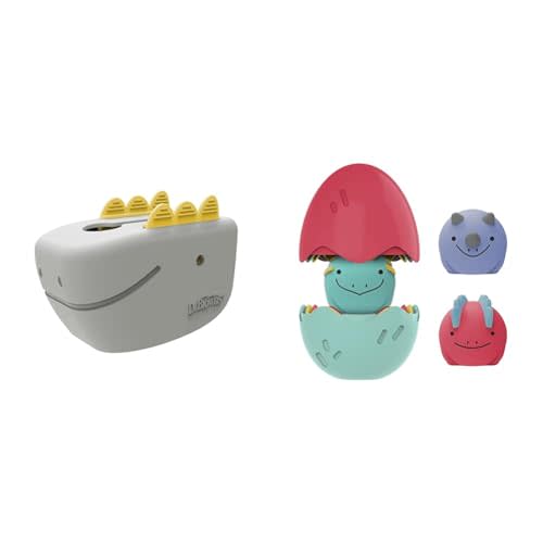 Dr. Brown’s CleanUp Dino-Soft Baby Bath Spout Cover, Soft and Safe on Tub Faucet, Toddler Bathtub & CleanUp Float & Hatch Dino Eggs Nesting Bath Toy, 6m+, BPA Free