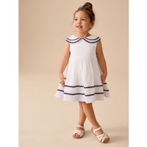 White Ric Rac Collar Dress (3mths-8yrs)