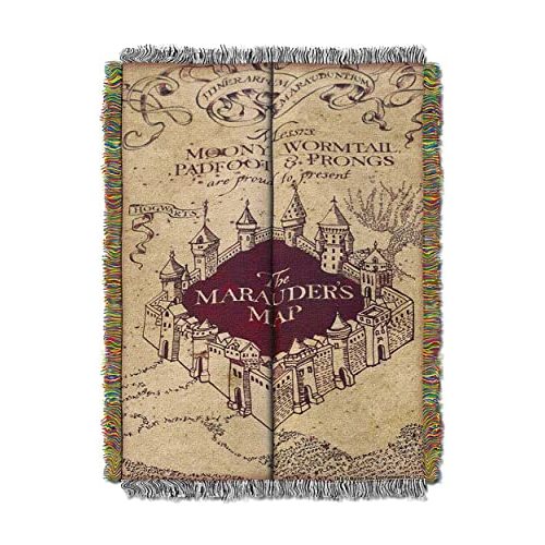 Northwest Harry Potter Woven Tapestry Throw Blanket, Designer Home Décor, Modern, Unique Gift, 48" x 60", Marauder's Map