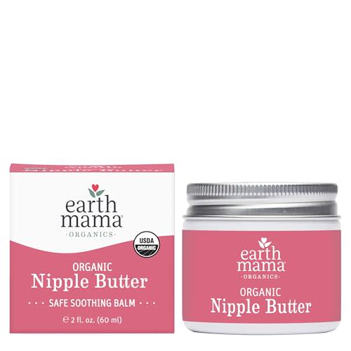 Earth Mama Organic Nipple Butter™ | Nipple Cream Safe for Breastfeeding | Postpartum Essentials for Nursing | Non Lanolin Nipple Cream, 2-Fluid Ounce