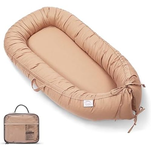 EAQ Baby Lounger, Snuggle Me Lounger, Portable Baby Nest Breathable & Soft, 100% Cotton Baby Lounger Pillow, Safe Baby Bassinet for Co-Sleeping, Nursery, Travel, Playtime