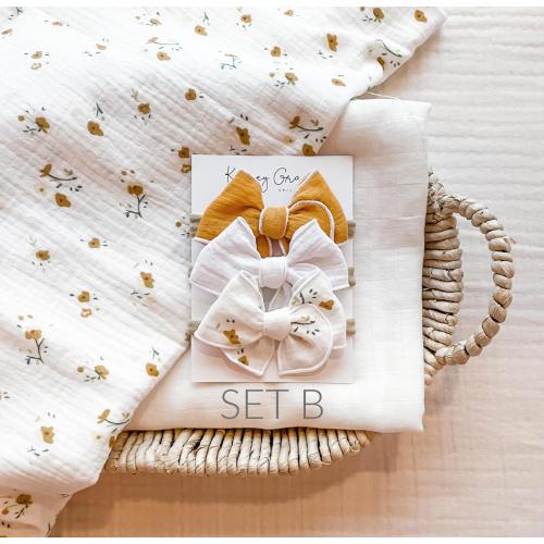 Spring Floral Bow Set, Fable Baby Bows, Baby Headbands, Girls Hair Clips, Newborn Headband, Womens Hair Bow, Toddler Bows, Newborn Bows