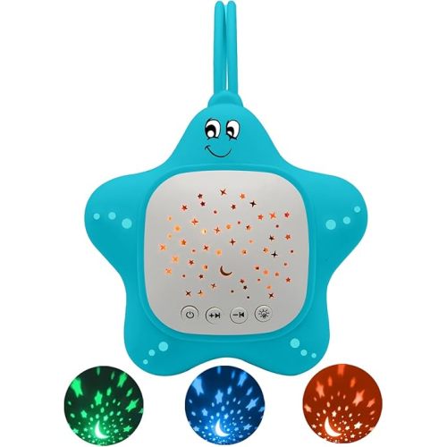 White Noise Machine for Baby with Star Projector | Sleep Aid Music for Nursery & Travel | Portable Sound Machine Lullabies for Infants, Toddlers, Kids