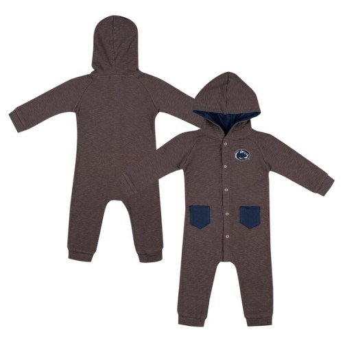Newborn & Infant Colosseum Charcoal Penn State Nittany Lions Zando-Zan Waffle Full-Snap Hooded Romper