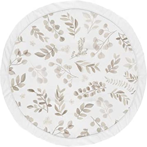 Sweet Jojo Designs Leaf Boy or Girl Baby Playmat Tummy Time Infant Play Mat - Gender Neutral Floral Ivory Beige Taupe and White Gender Neutral Boho Watercolor Botanical Flower Woodland Tropical Garden