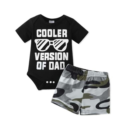 NZRVAWS Newborn Baby Boy Clothes Letter Printed Romper Shorts Summer Infant Outfits Camo Clothing Set 0 3 6 9 12 Months