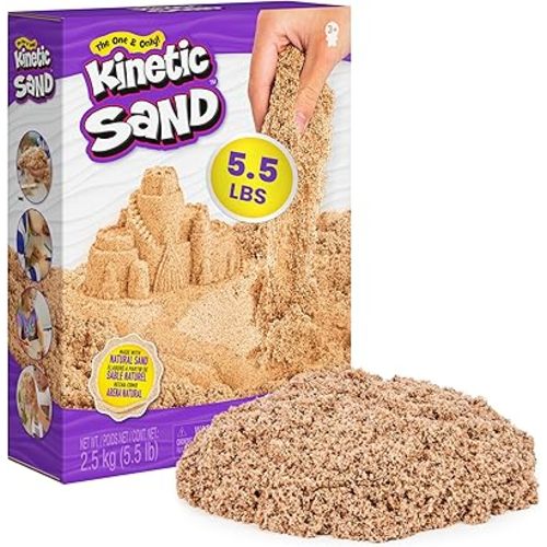 Kinetic Sand, 5.5lbs (2.5kg) Natural Brown Play Sand, Bulk Box for Arts and Crafts, Sandbox (Packaging May Vary), Moldable Sensory Toys, Ages 3 and up
