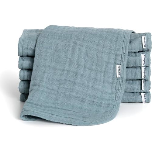 Gerber Baby Unisex Muslin Burp Cloths 6-Pack, Teal, Large Size 20" x 10"