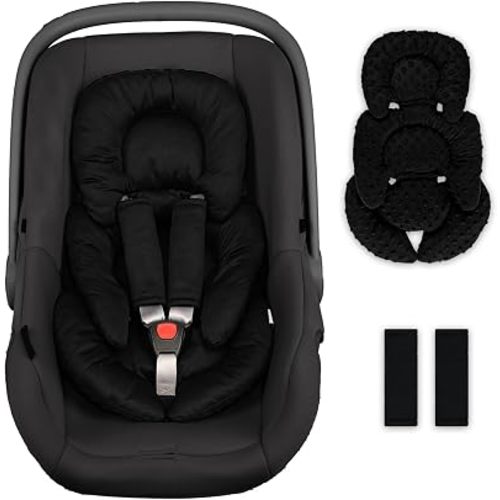 Infant Car Seat Insert, Reversible Car Seat Head Support Baby with 2 Covers, Ultra-Soft & Breathable Mesh Newborn carseat Insert, Perfect for Car Seat, Stroller, Swing, Black